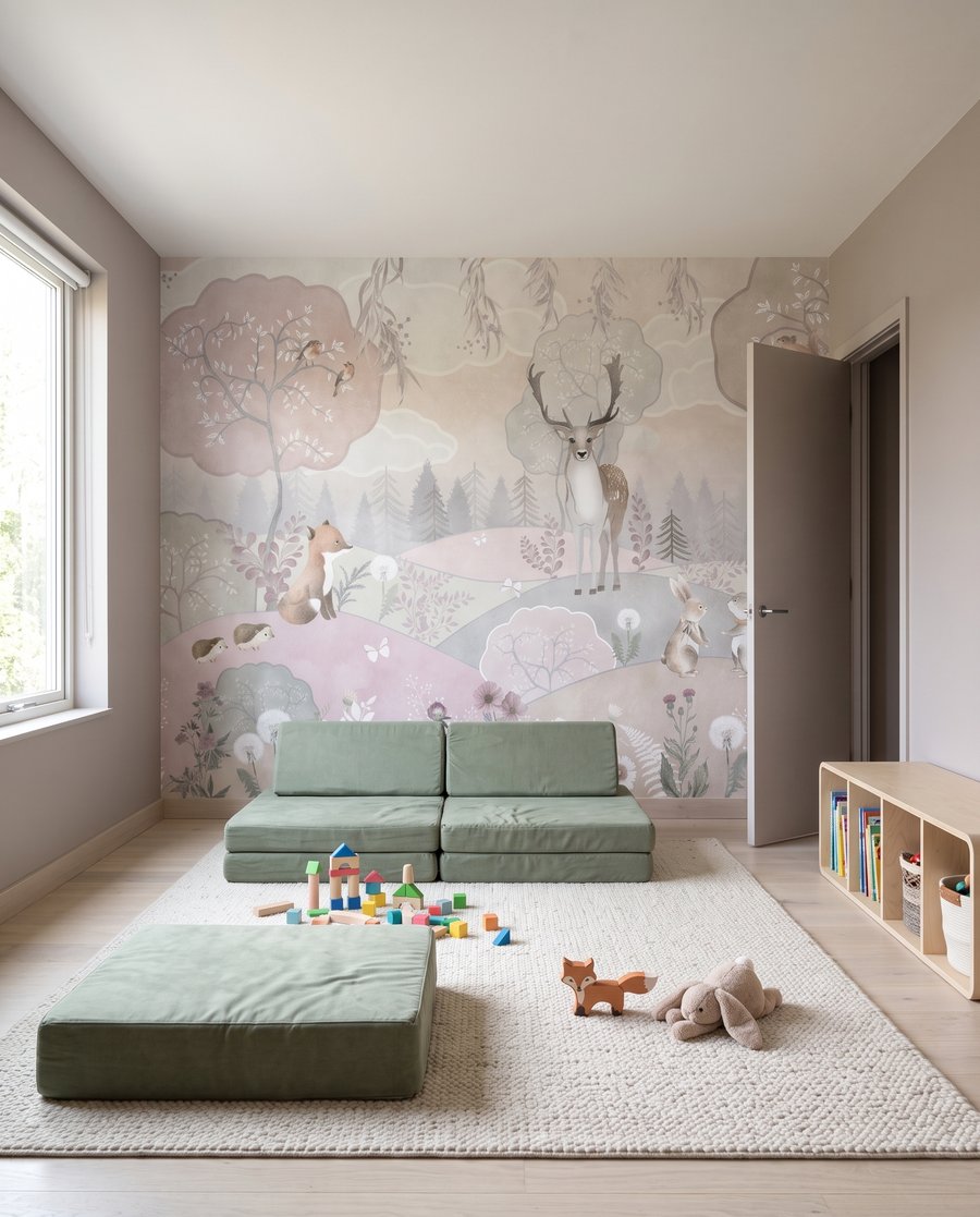 Animali tra colline rosa — ambiente 3