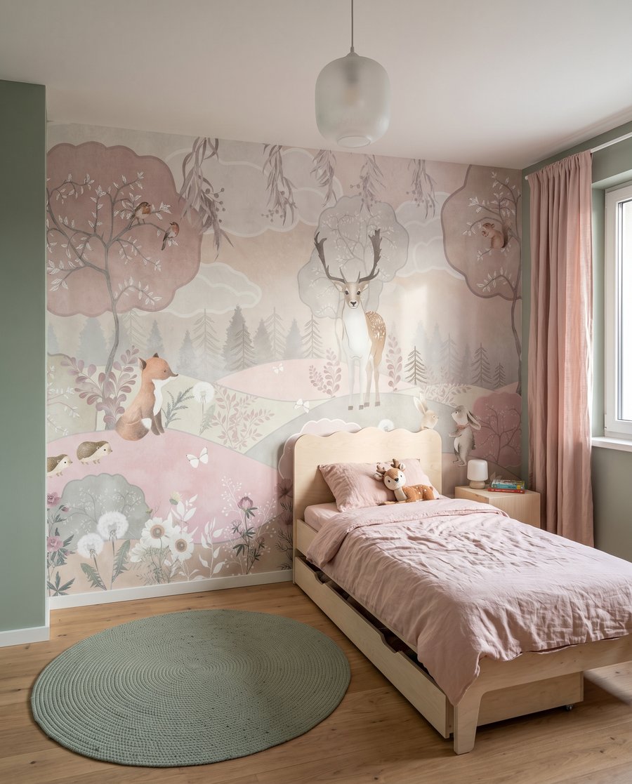Animali tra colline rosa — ambiente 7
