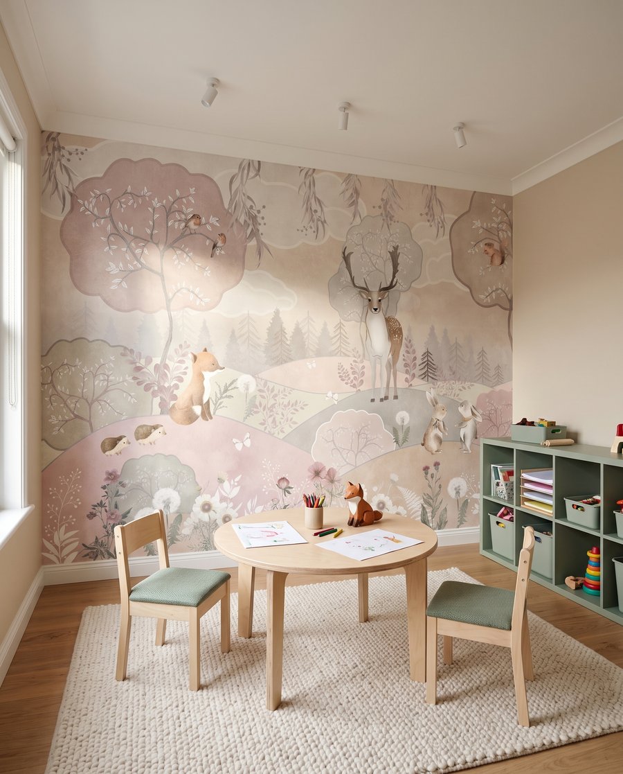 Animali tra colline rosa — ambiente 8