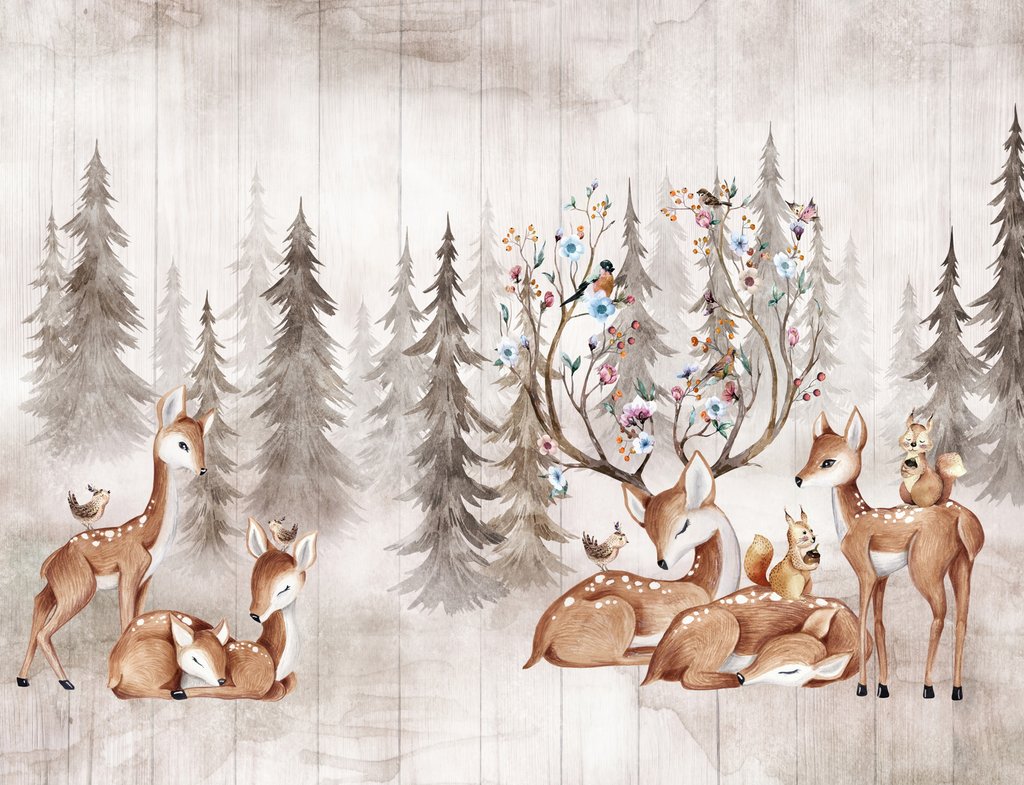 Cervi attorno all’albero — design completo