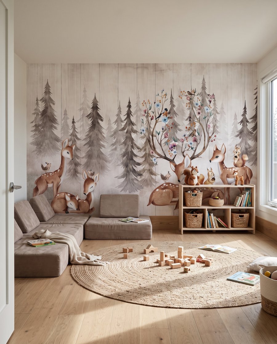 Cervi attorno all’albero in un ambiente