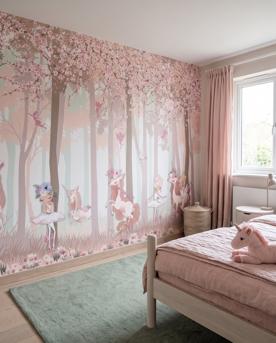 Unicorni nel bosco rosa — ambiente 2