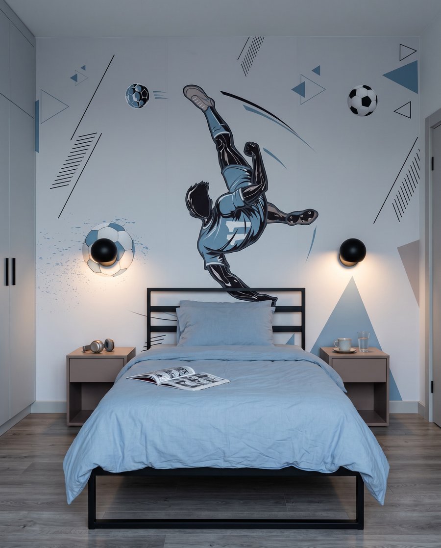 Calciatore in salto blu — ambiente 4