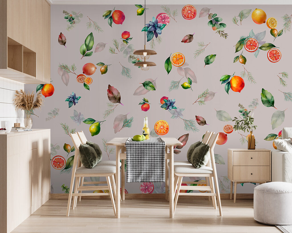 Agrumi e frutti sparsi in un ambiente