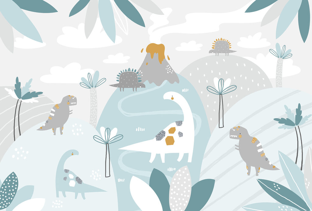 Dinosauri in valli blu — design completo