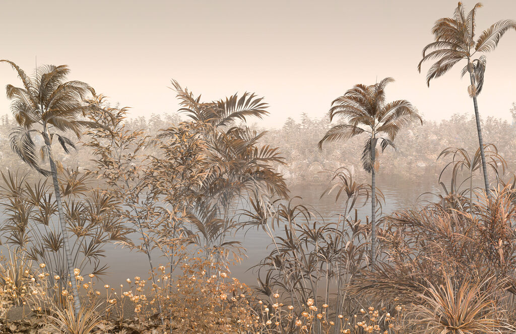 Palme nella nebbia calda — design completo
