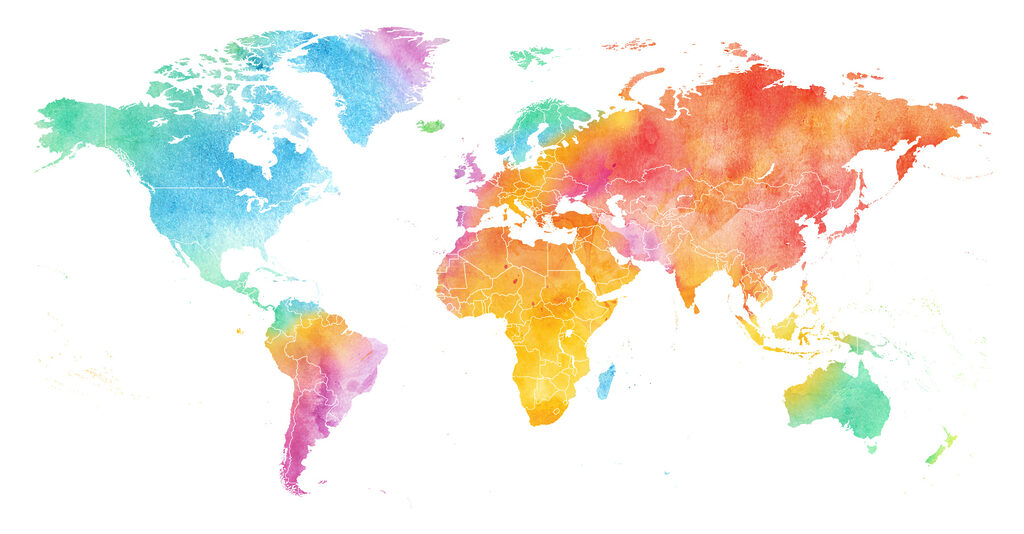 Mappa acquerello arcobaleno — design completo