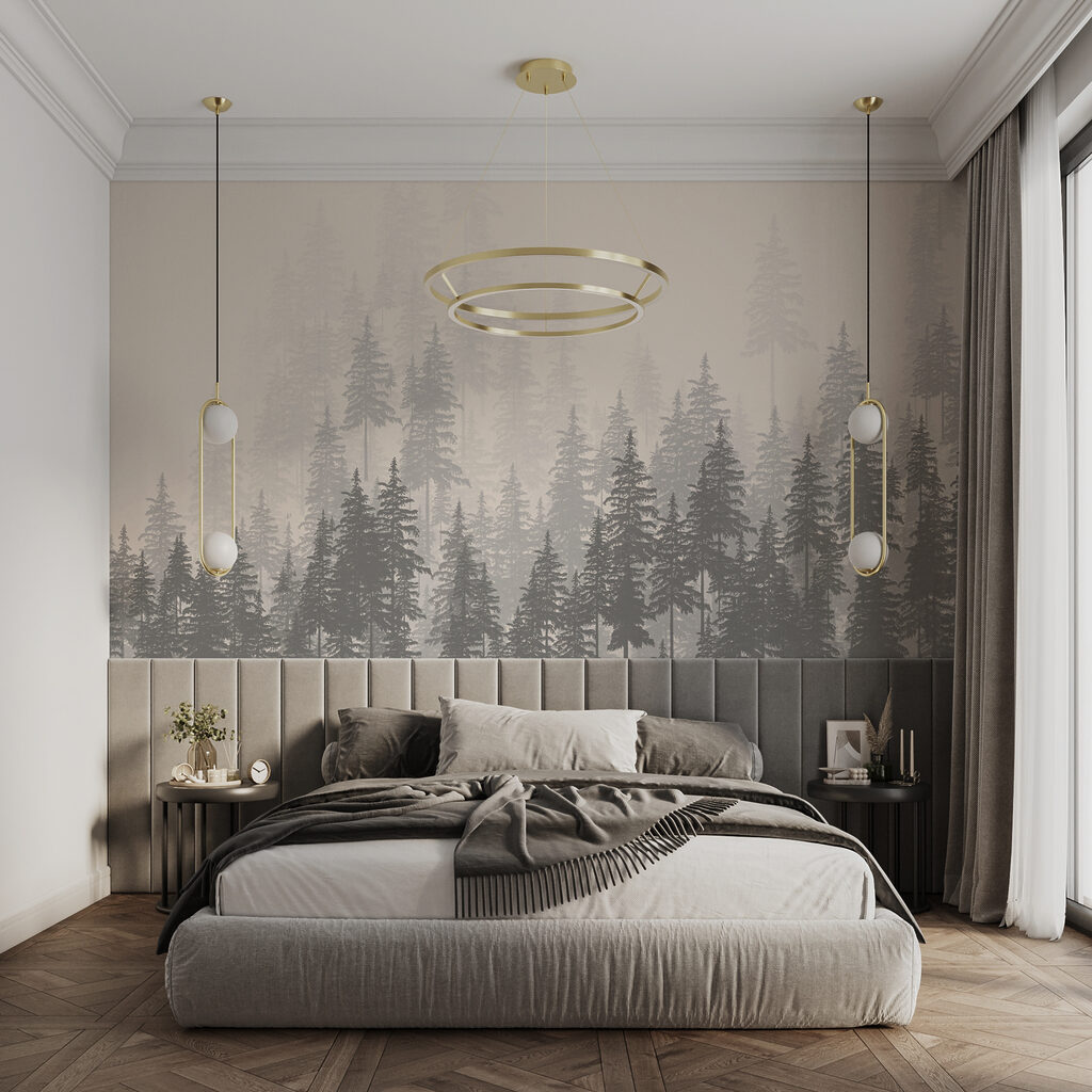 Pini chiari nella nebbia — ambiente 1