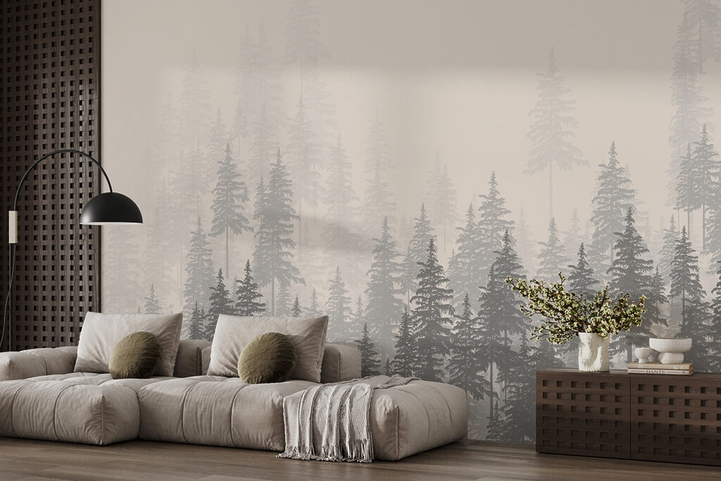 Pini chiari nella nebbia — ambiente 3