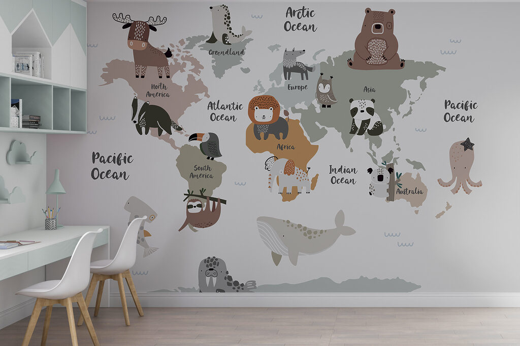 Animali su mappa grigia — ambiente 3