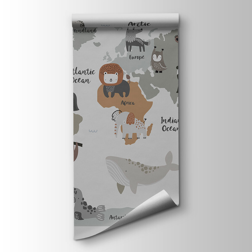 Animali su mappa grigia — vista del prodotto