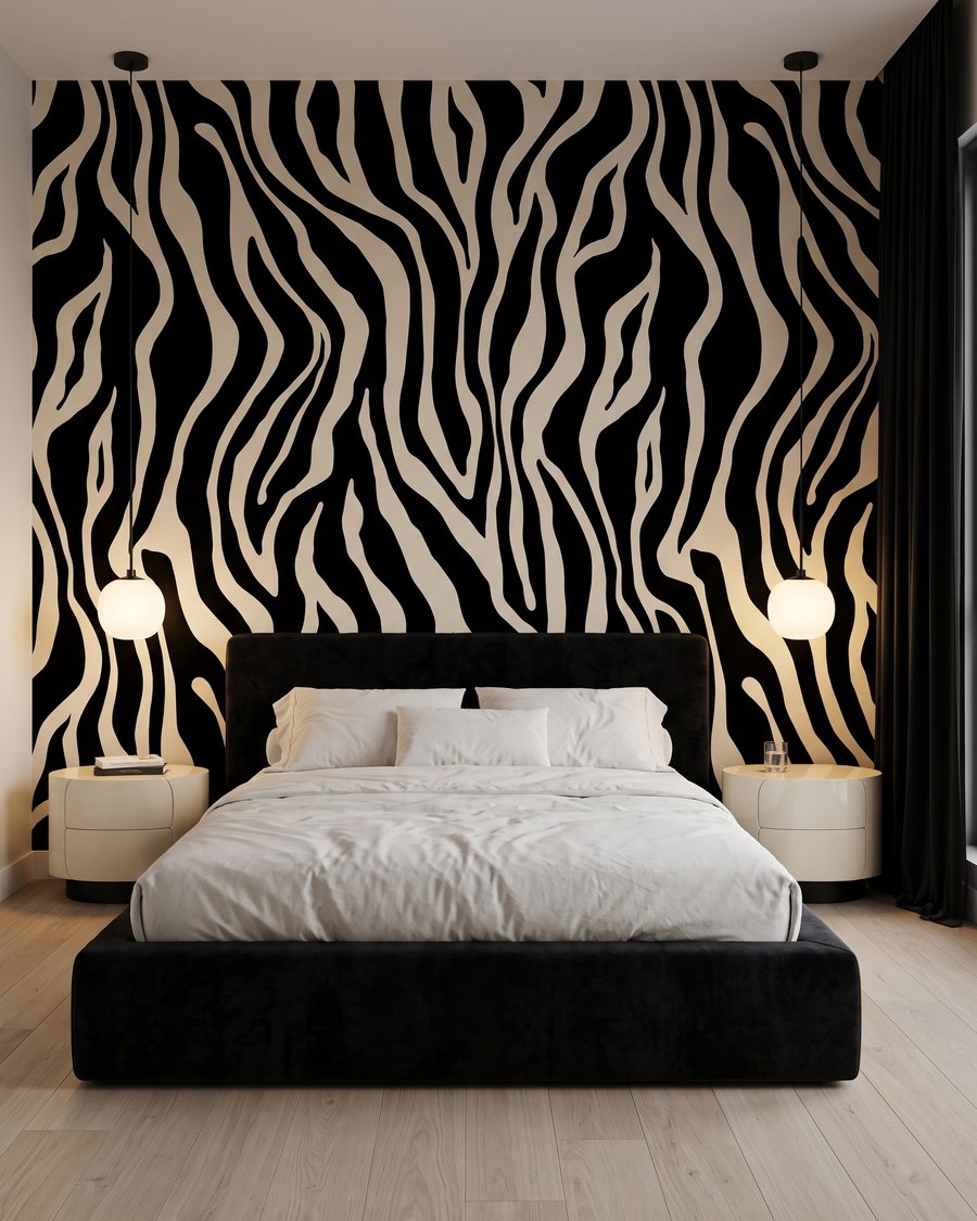 Zebra in ocra calda in un ambiente