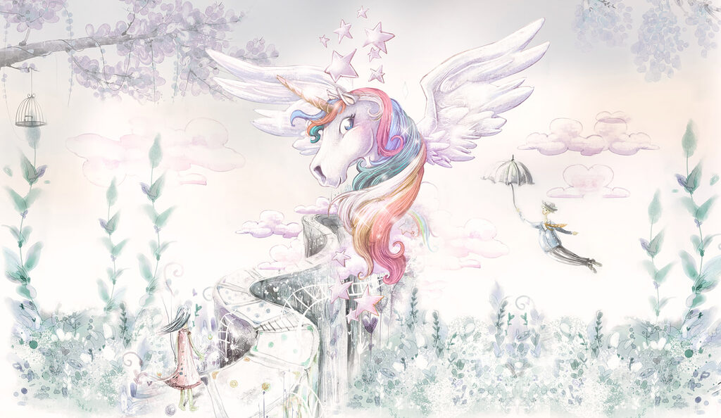 Unicorno alato — design completo