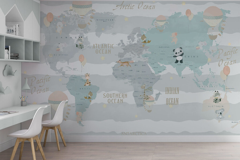 Mappa su fasce pastello — ambiente 1