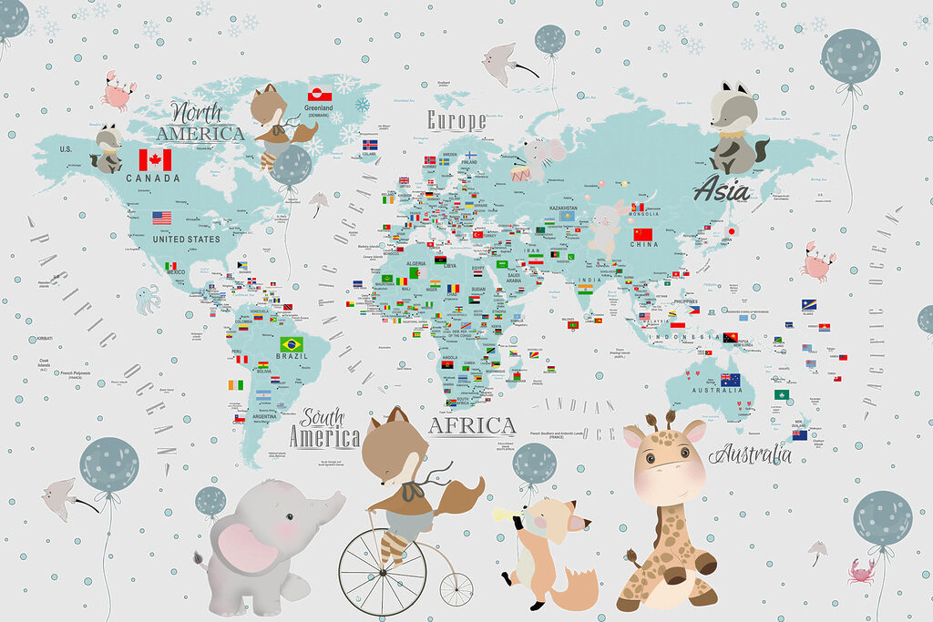 Mappa con amici animali — design completo