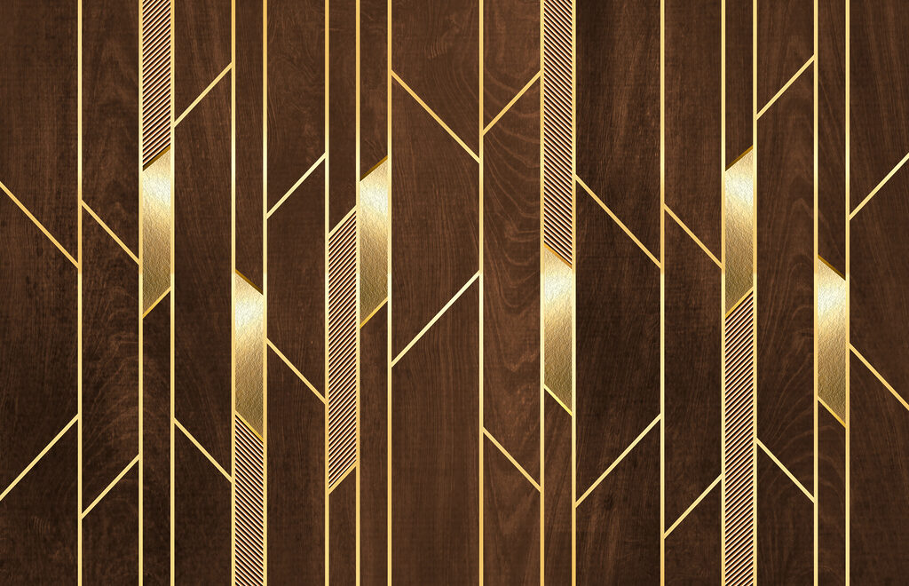 Linee dorate su marrone — design completo