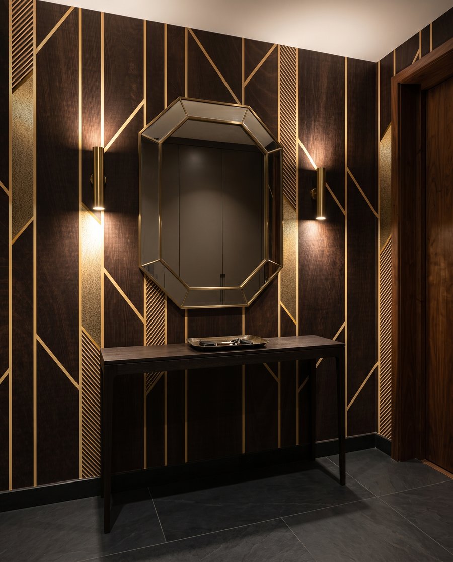Linee dorate su marrone — ambiente 4