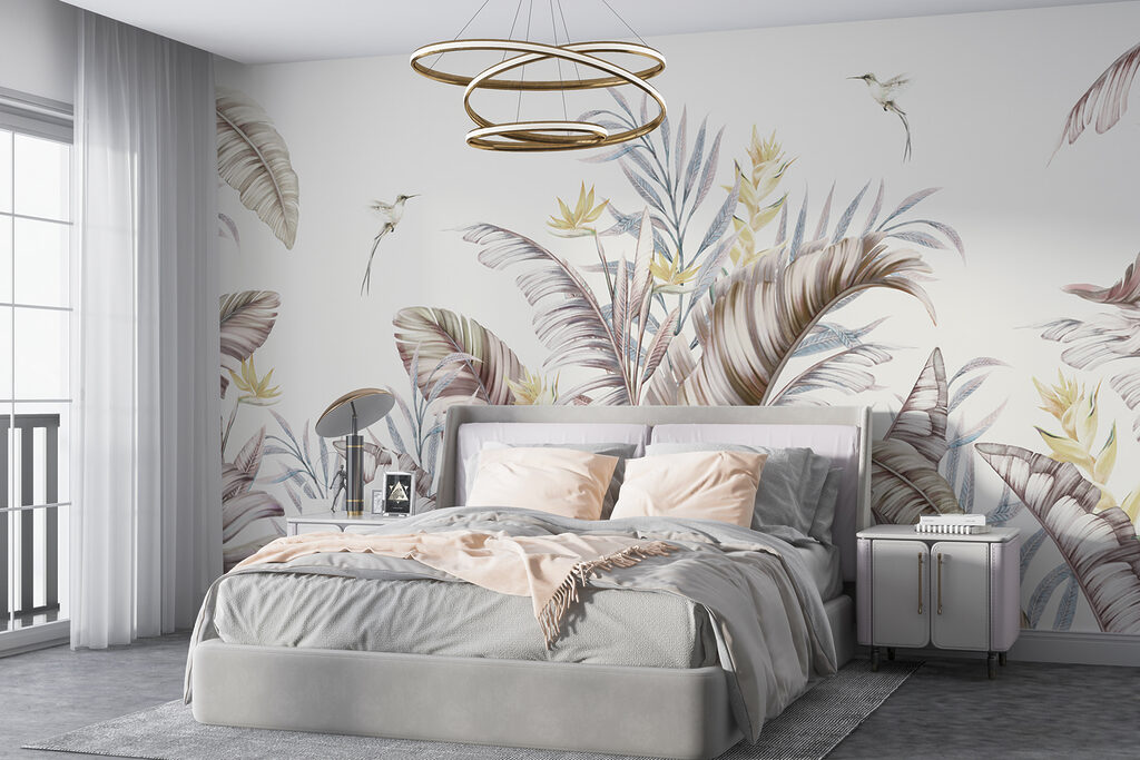 Uccellini tra foglie tropicali — ambiente 2
