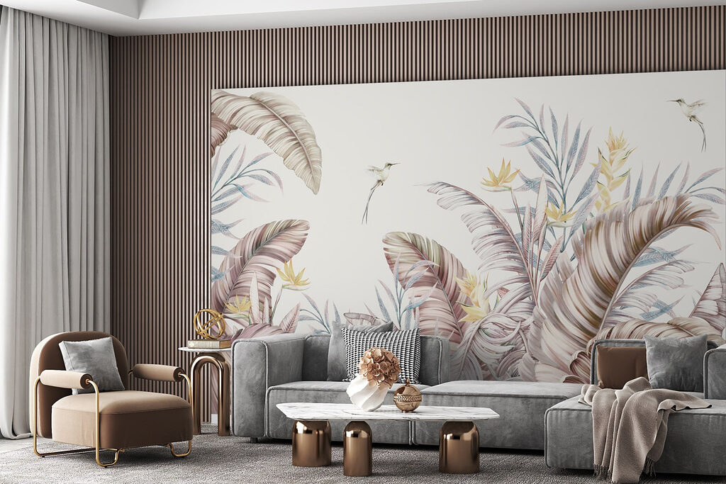 Uccellini tra foglie tropicali — ambiente 3
