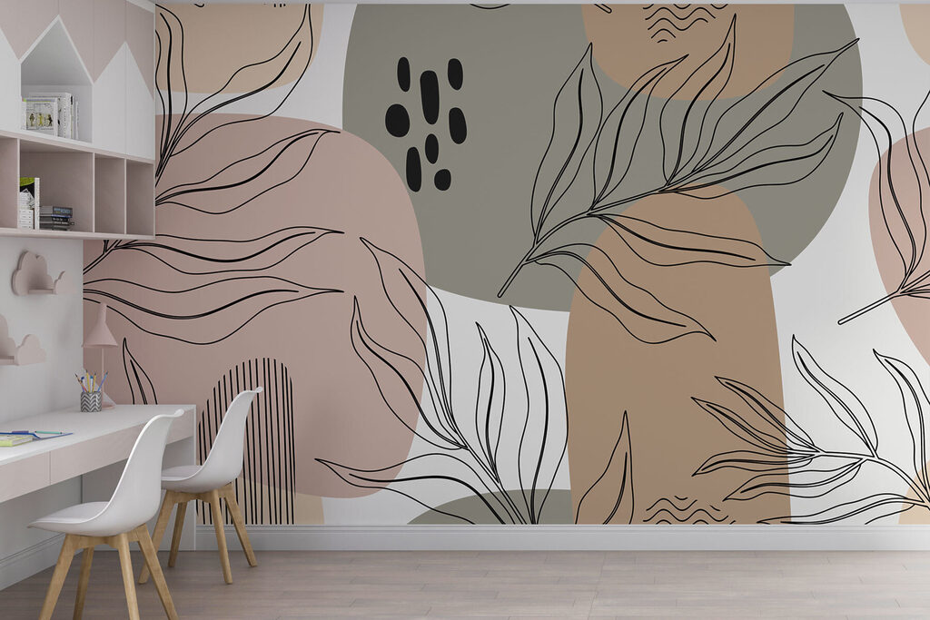 Foglie su forme morbide — ambiente 3