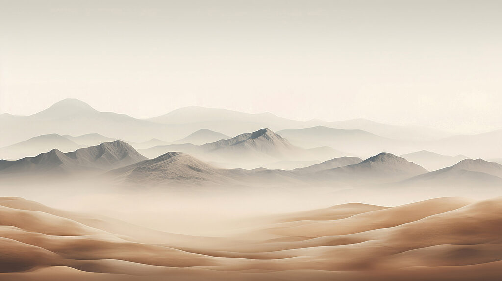 Dune davanti alle montagne — design completo