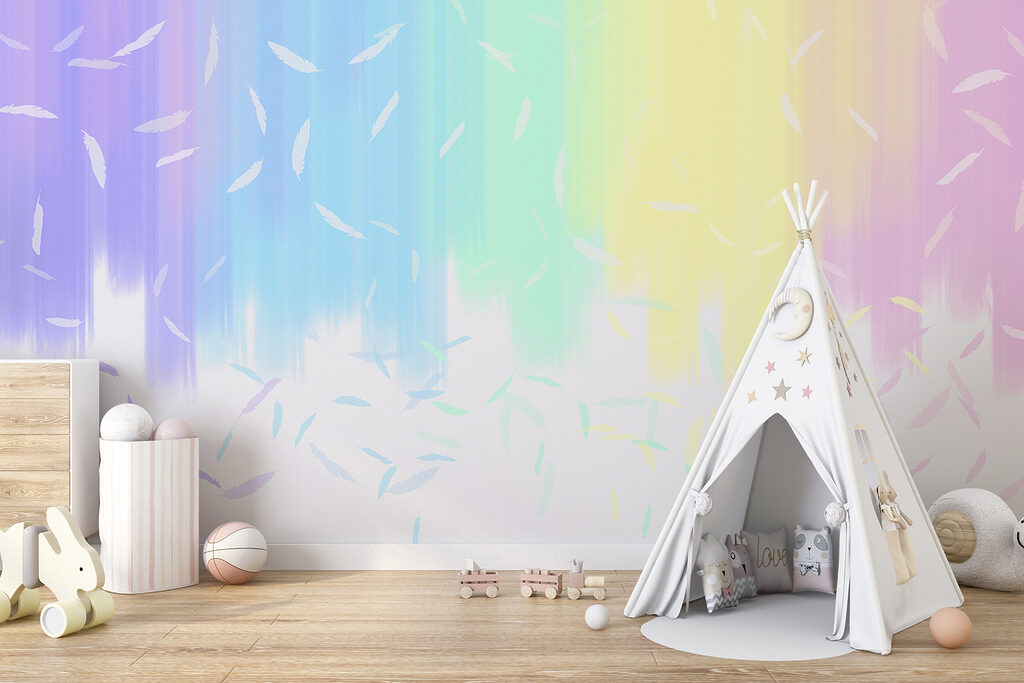 Arcobaleno pastello con strisce — ambiente 1