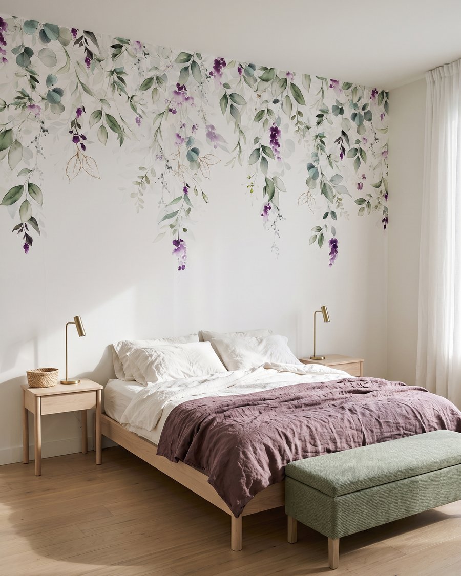 Fiorellini viola sui rami in un ambiente