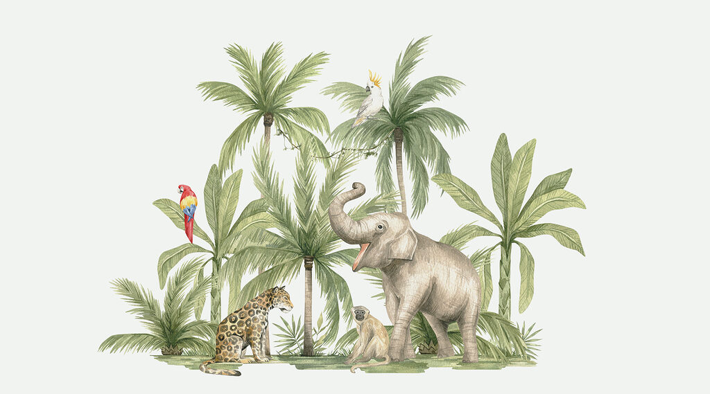Elefante tra le palme — design completo