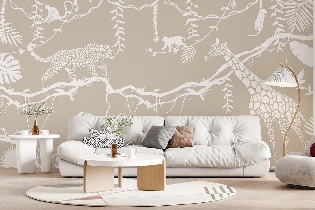 Contorni bianchi su beige — ambiente 1