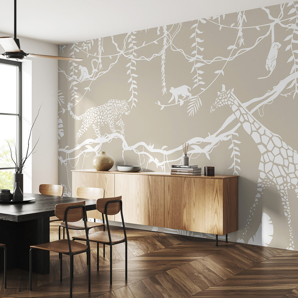Contorni bianchi su beige — ambiente 3