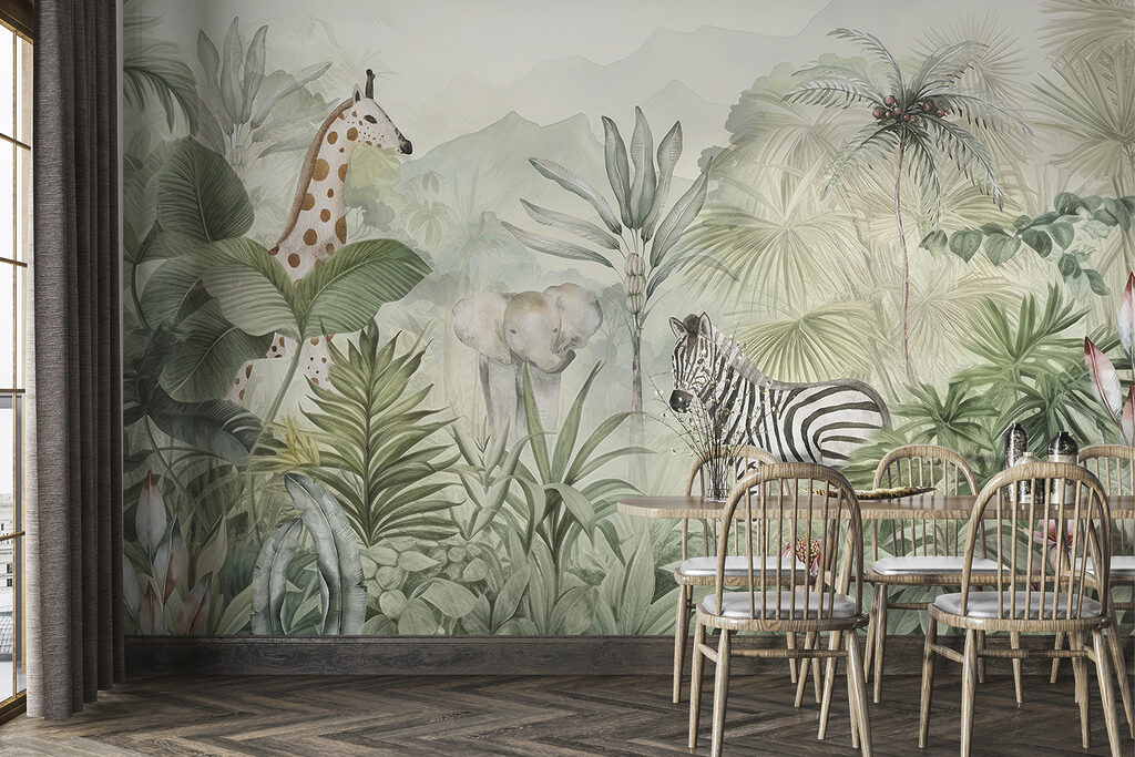 Zebra tra foglie tropicali — ambiente 2