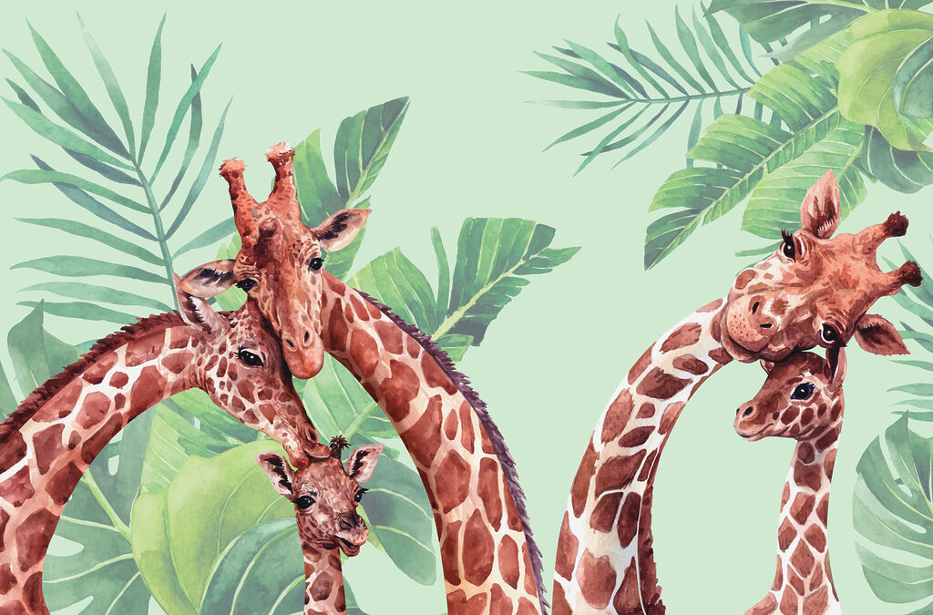 Giraffe tra le foglie — design completo