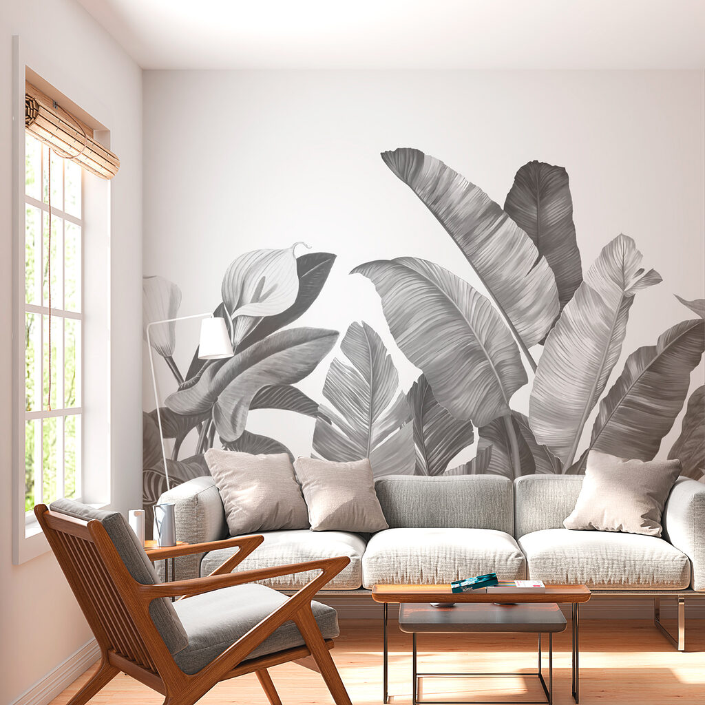 Foglie grigie e fiori — ambiente 1