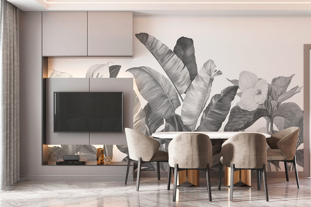 Foglie grigie e fiori — ambiente 2