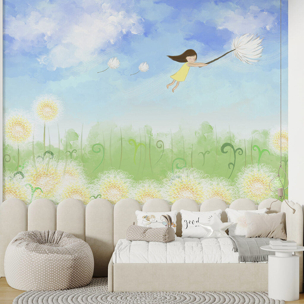 Ragazza sospesa sui fiori — ambiente 1