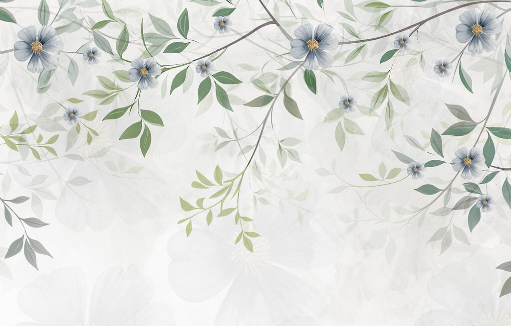 Fiori blu su rametti — design completo
