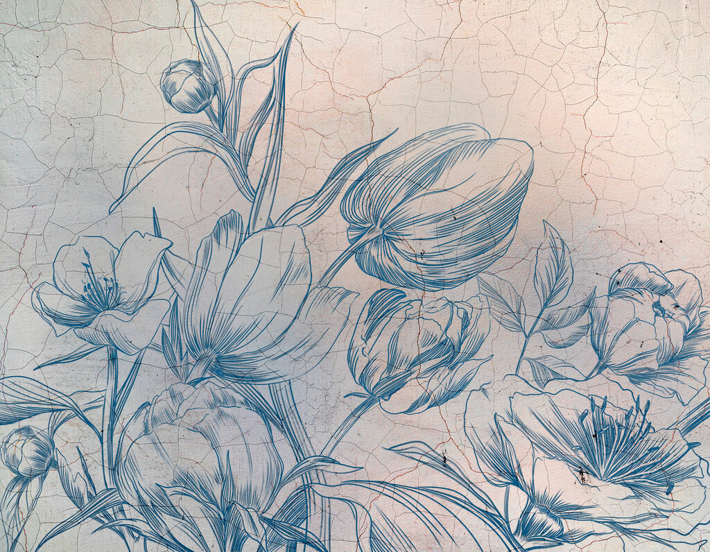 Contorni di fiori blu — design completo