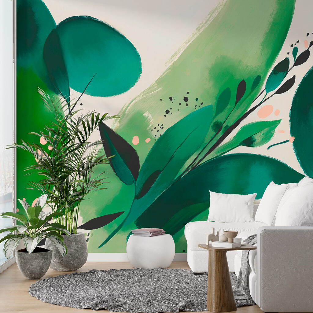 Pennellate verdi con foglie — ambiente 2