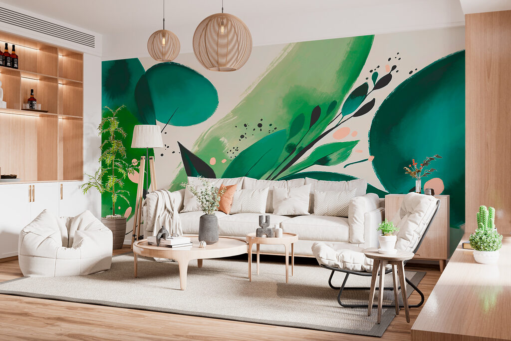 Pennellate verdi con foglie — ambiente 3