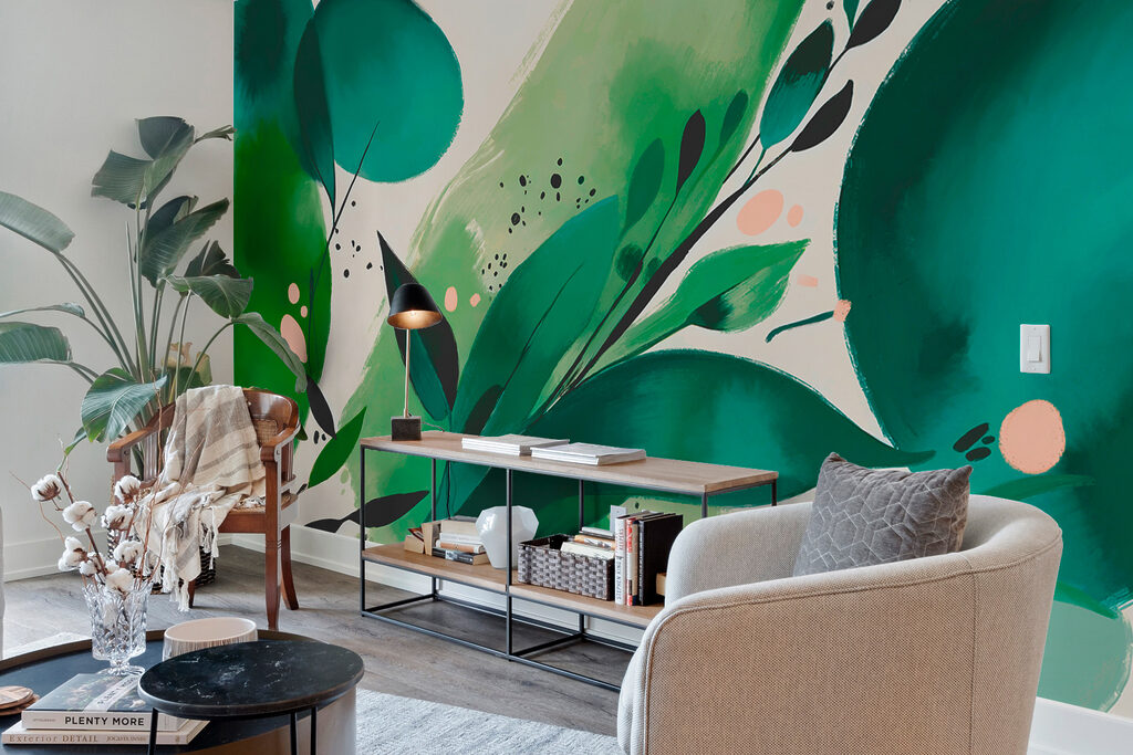 Pennellate verdi con foglie — ambiente 4