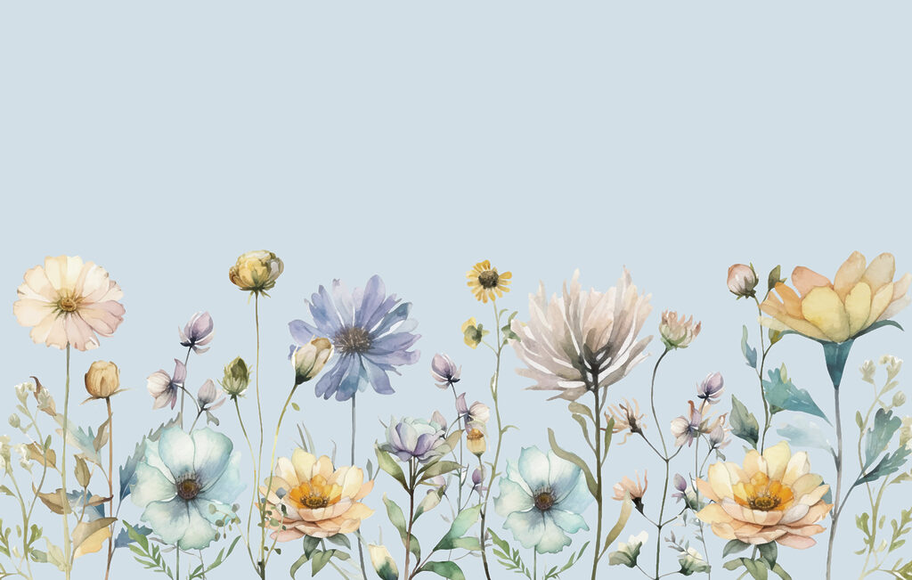 Piccoli fiori e cielo — design completo