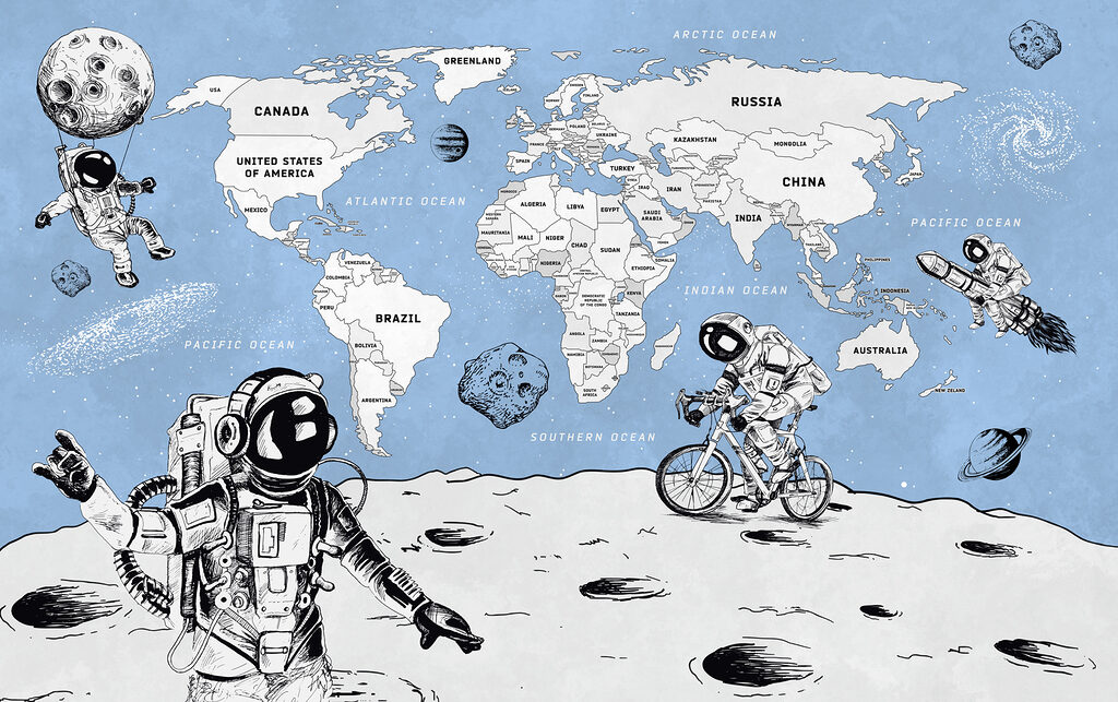 Astronauti sotto la mappa — design completo