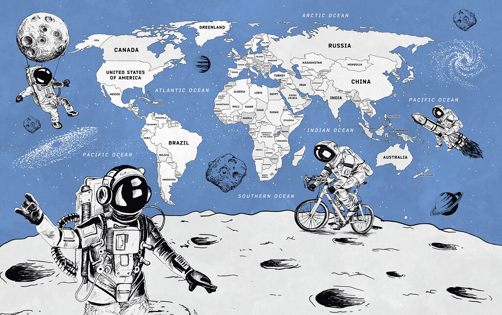 Astronauti sotto la mappa — design completo