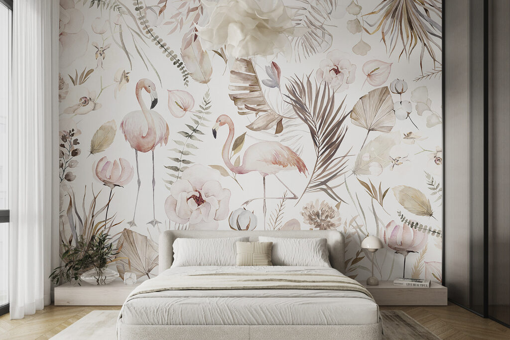 Fenicotteri tra i fiori — ambiente 1
