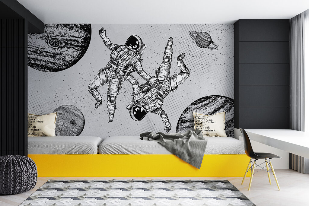 Due astronauti su bianco — ambiente 1