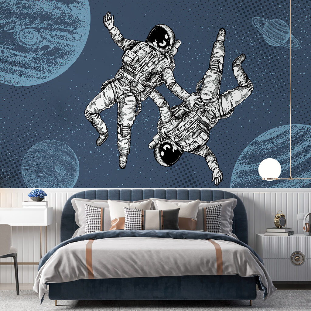 Due astronauti su bianco — ambiente 2