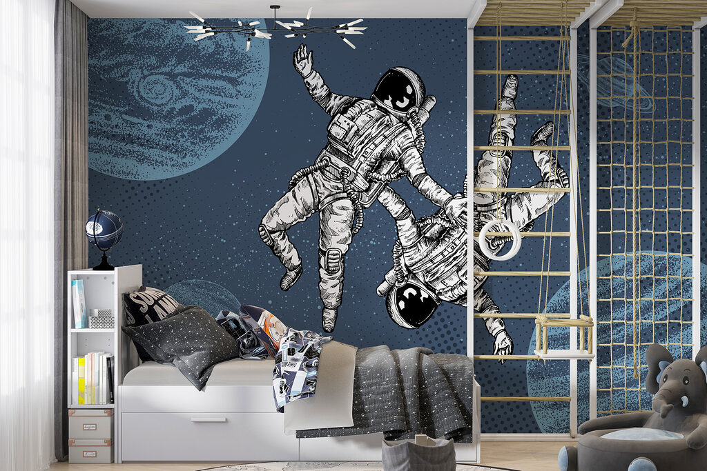Due astronauti su bianco — ambiente 3