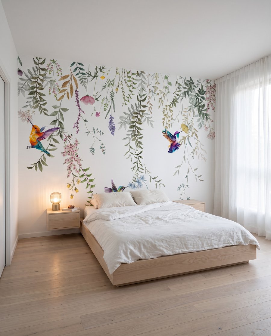 Colibrì tra fiori appesi — ambiente 2