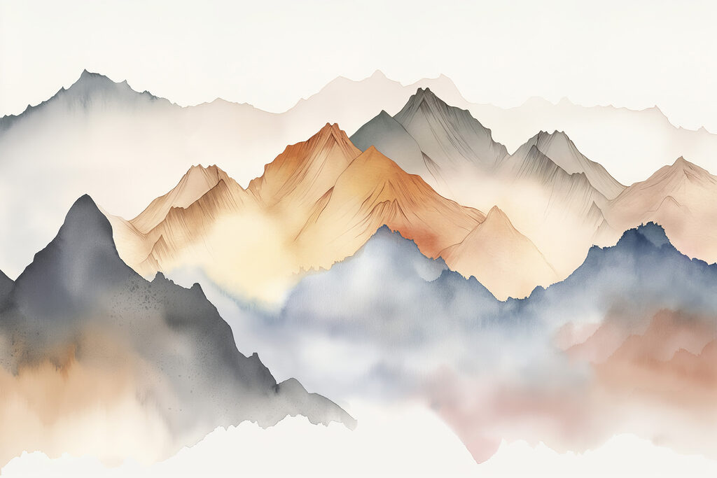 Montagne ad acquerello — design completo