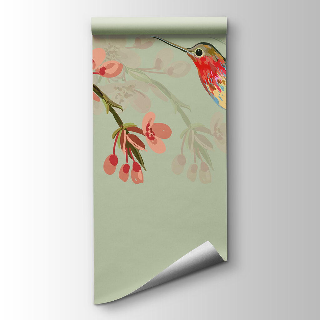 Colibrì e fiori rosa — vista del prodotto